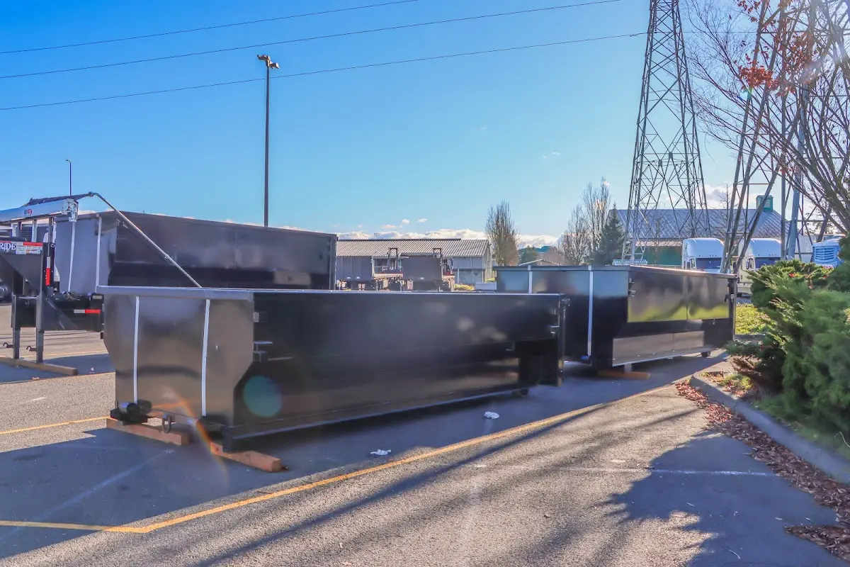 Roll-off dumpster ready for waste disposal at job site for 6 Yard Dumpster Rental in Beverly Hills